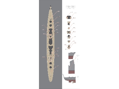 German Heavy Cruiser Prinz Eugen Wooden Deck Set For R (For Trumpeter) - zdjęcie 2