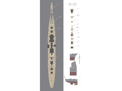 German Heavy Cruiser Hipper Wooden Deck Set Type R (For Trumpeter) - zdjęcie 2