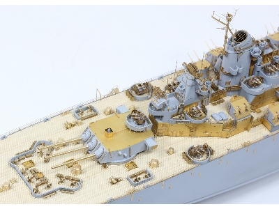 Uss Missouri Bb-63 1945 Detail Up Set (Teak Tone Wooden Deck) (For Tamiya 78008 Or 78018) - zdjęcie 5