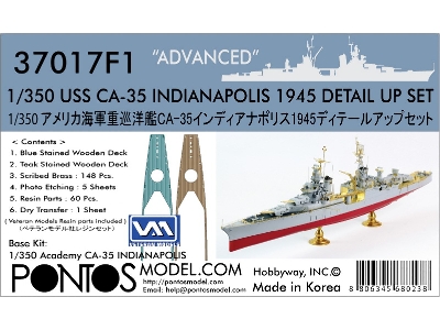 Uss Indianapolis Ca-35 1945 Advanced Detail Up Set (For Academy) - zdjęcie 1