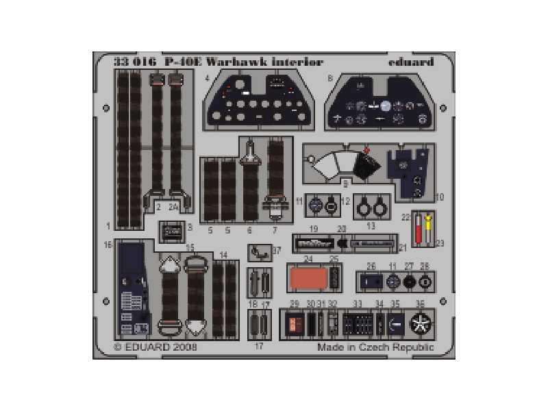  P-40E interior S. A. 1/32 - Hasegawa - blaszki - zdjęcie 1