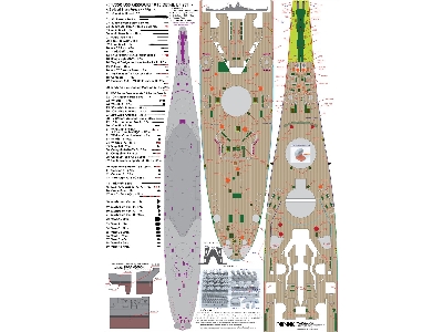 Uss Missouri Bb-63 1945 Advanced Detail Up Set (Teak Tone Stained Wooden Deck) (For Tamiya 78008 Or 78018) - zdjęcie 24
