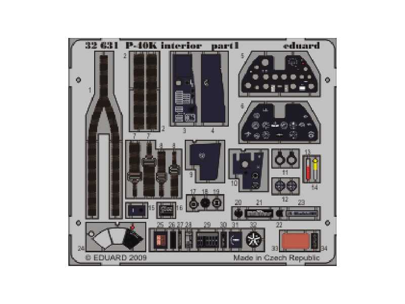  P-40K interior S. A. 1/32 - Hasegawa - blaszki - zdjęcie 1