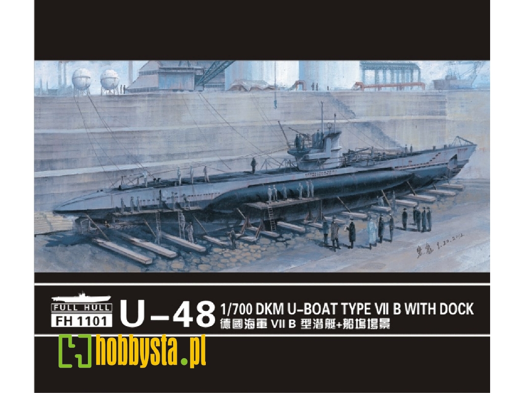 U-boat Type Vii B Dkm U-48 With Dock (1 Ship Kit + Dockyard Diorama) - zdjęcie 1