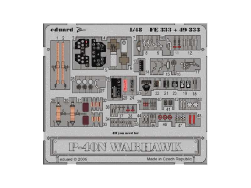  P-40N 1/48 - Hasegawa - blaszki - zdjęcie 1