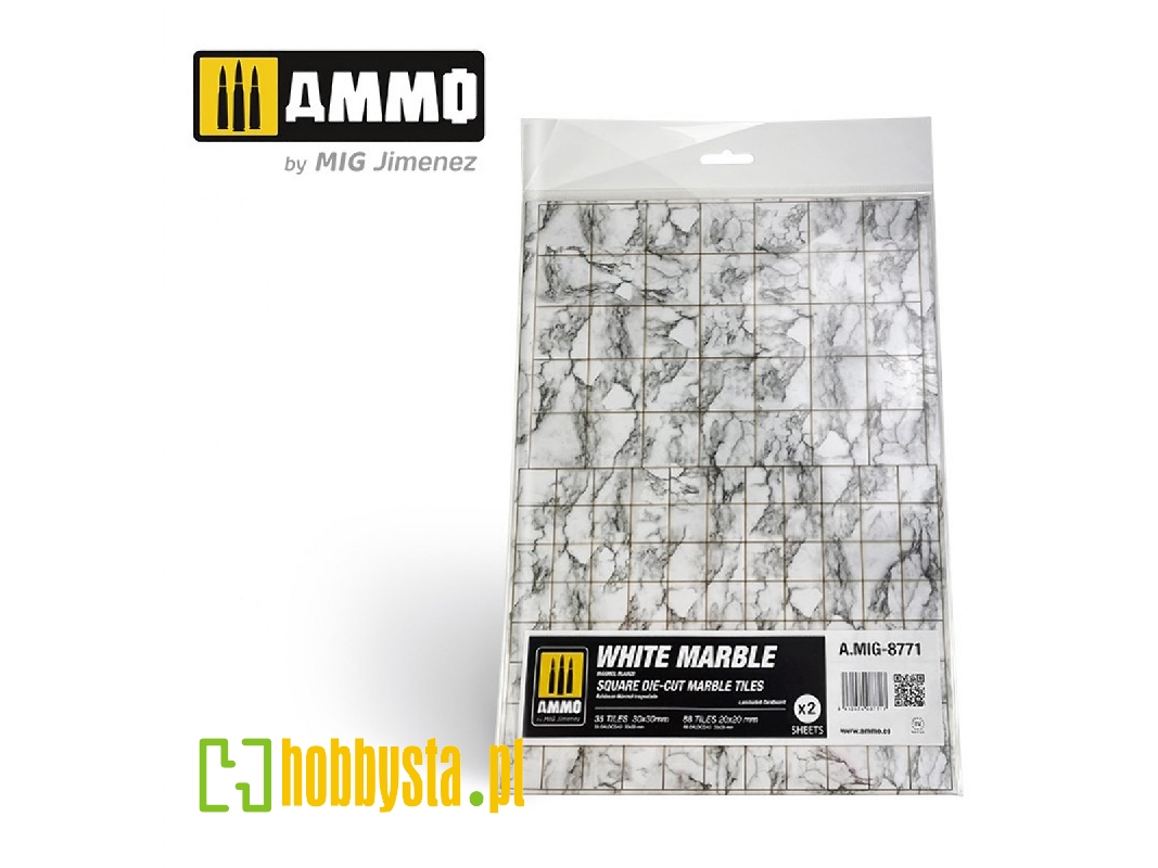White Marble - Square Die-cut Tiles - zdjęcie 1 White Marble - Square Die-cut Tiles - zdjęcie 1