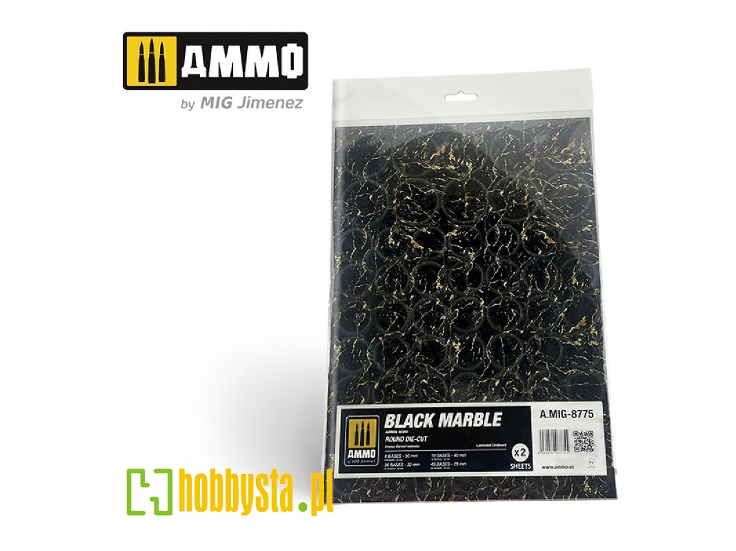 Black Marble - Round Die-cut For Bases For Wargames - zdjęcie 1 Black Marble - Round Die-cut For Bases For Wargames - zdjęcie 1