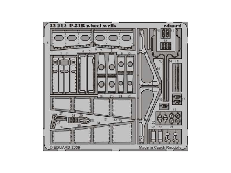 P-51B wheel wells 1/32 - Trumpeter - blaszki - zdjęcie 1 P-51B wheel wells 1/32 - Trumpeter - blaszki - zdjęcie 1