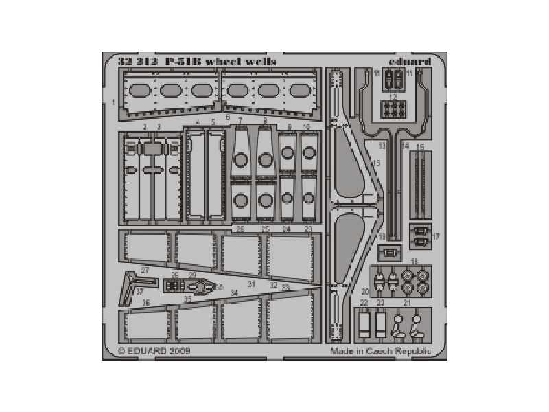  P-51B wheel wells 1/32 - Trumpeter - blaszki - zdjęcie 1