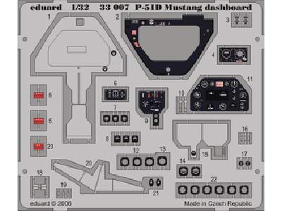  P-51D dashboard 1/32 - Hasegawa - blaszki - zdjęcie 1