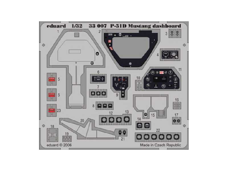  P-51D dashboard 1/32 - Hasegawa - blaszki - zdjęcie 1