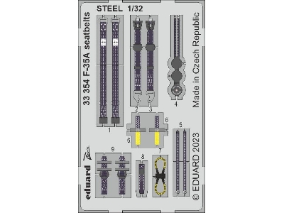 F-35A seatbelts STEEL 1/32 - TRUMPETER - zdjęcie 1