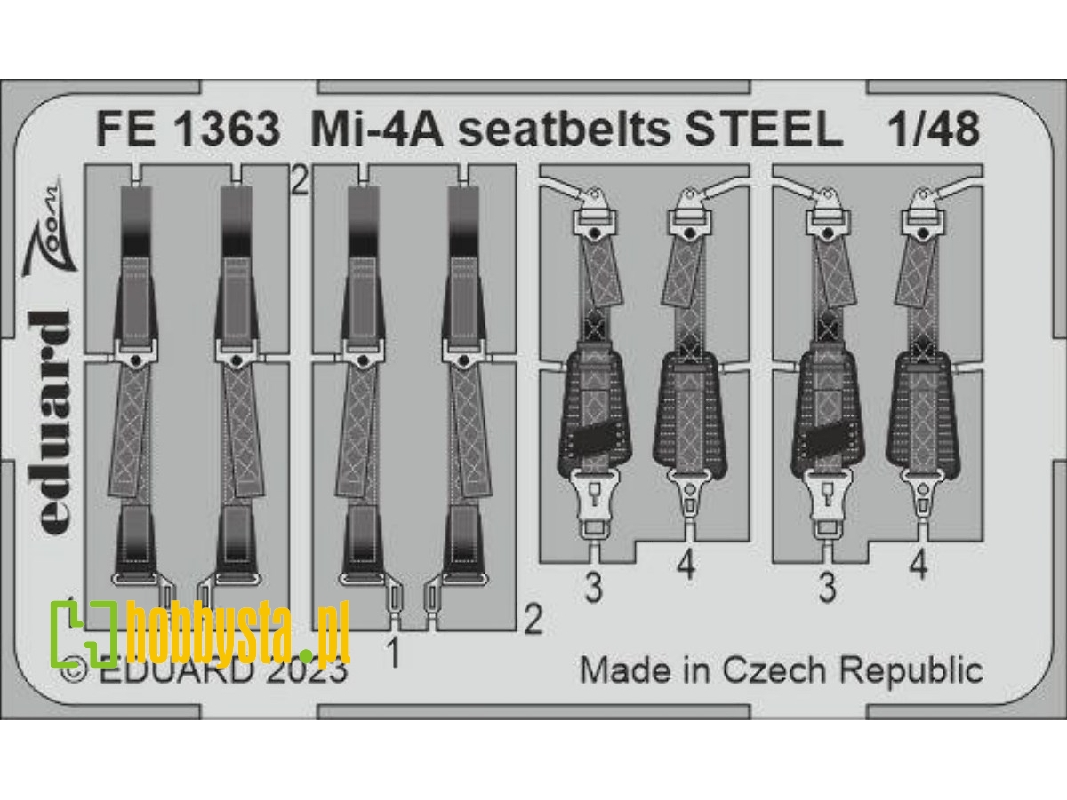 Mi-4A seatbelts STEEL 1/48 - TRUMPETER - zdjęcie 1