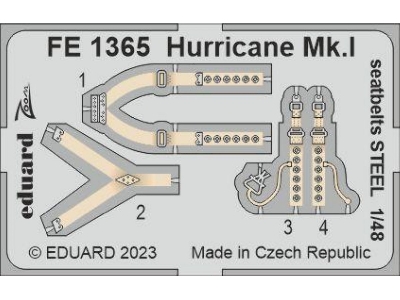 Hurricane Mk. I seatbelts STEEL 1/48 - HOBBY BOSS - zdjęcie 1