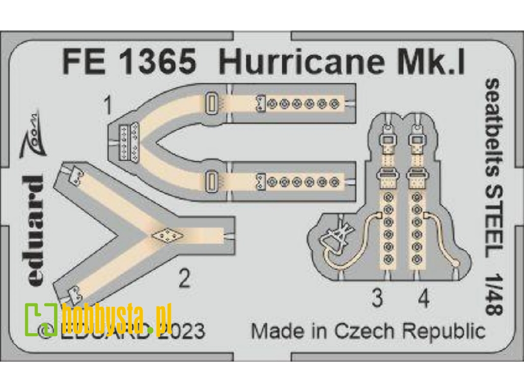 Hurricane Mk. I seatbelts STEEL 1/48 - HOBBY BOSS - zdjęcie 1