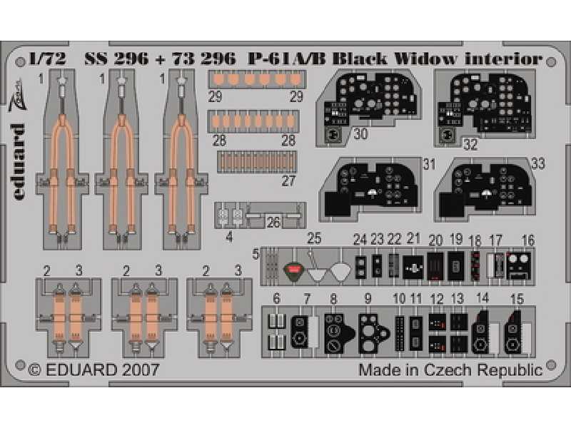 P-61A/ B interior S. A. 1/72 - Dragon - blaszki - zdjęcie 1 P-61A/ B interior S. A. 1/72 - Dragon - blaszki - zdjęcie 1