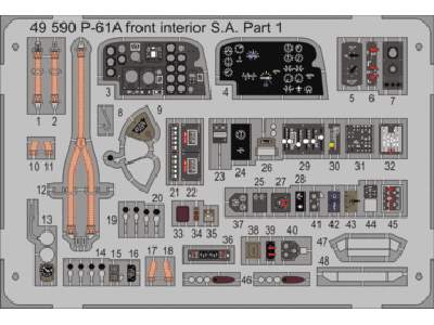  P-61A front interior S. A. 1/48 - Great Wall Hobby - blaszki - zdjęcie 1