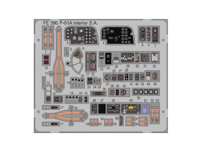 P-61A interior S. A. 1/48 - Great Wall Hobby - blaszki - zdjęcie 1 P-61A interior S. A. 1/48 - Great Wall Hobby - blaszki - zdjęcie 1