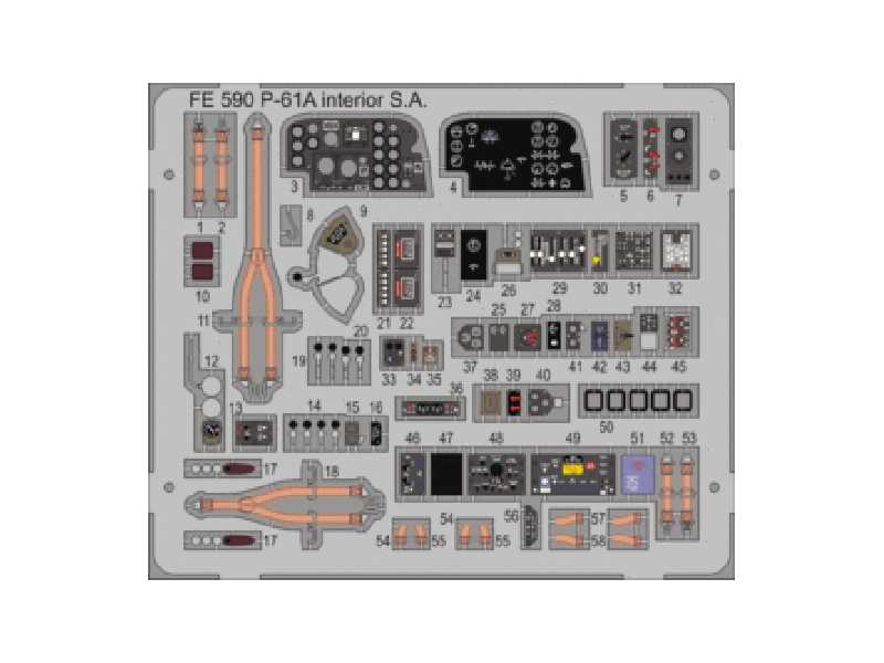  P-61A interior S. A. 1/48 - Great Wall Hobby - blaszki - zdjęcie 1