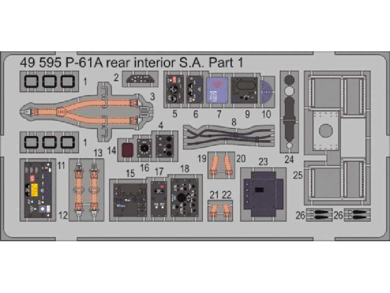 P-61A rear interior S. A. 1/48 - Great Wall Hobby - blaszki - zdjęcie 1 P-61A rear interior S. A. 1/48 - Great Wall Hobby - blaszki - zdjęcie 1