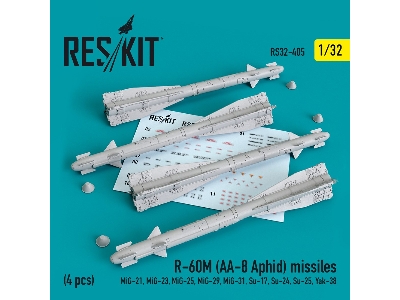 R-60&#1052; (Aa-8 Aphid) Missiles (4 Pcs) (Mig-21, Mig-23, Mig-25, Mig-29, Mig-31, Su-17, Su-24, Su-25, Yak-38) - zdjęcie 1