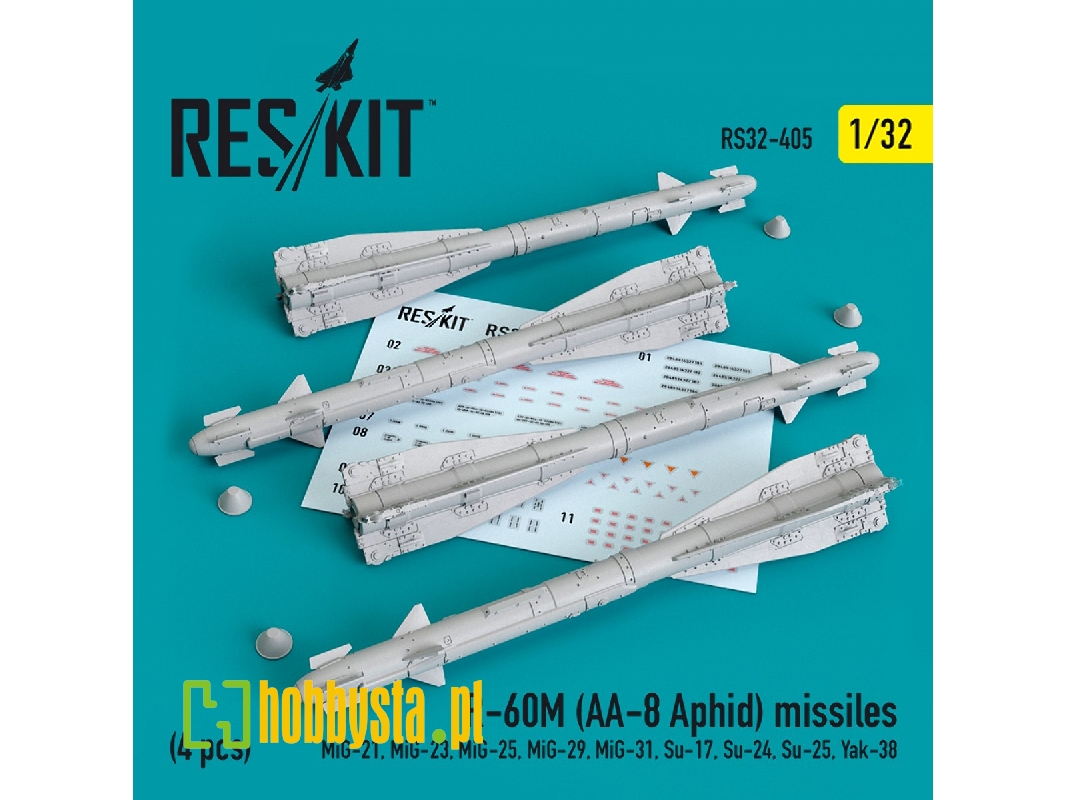 R-60М (Aa-8 Aphid) Missiles (4 Pcs) (Mig-21, Mig-23, Mig-25, Mig-29, Mig-31, Su-17, Su-24, Su-25, Yak-38) - zdjęcie 1 R-60М (Aa-8 Aphid) Missiles (4 Pcs) (Mig-21, Mig-23, Mig-25, Mig-29, Mig-31, Su-17, Su-24, Su-25, Yak-38) - zdjęcie 1