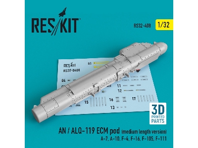 An / Alq-119 Ecm Pod (Medium Length Version) (A-7, A-10, F-4, F-16, F-105, F-111) (3d Printing) - zdjęcie 1