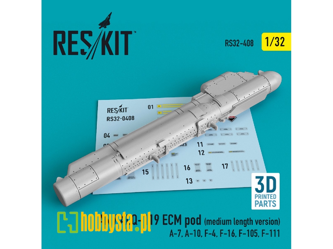 An / Alq-119 Ecm Pod (Medium Length Version) (A-7, A-10, F-4, F-16, F-105, F-111) (3d Printing) - zdjęcie 1 An / Alq-119 Ecm Pod (Medium Length Version) (A-7, A-10, F-4, F-16, F-105, F-111) (3d Printing) - zdjęcie 1