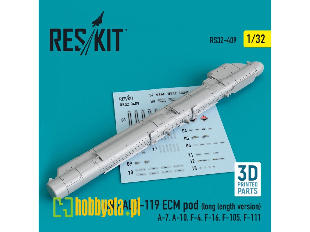 An / Alq-119 Ecm Pod (Long Length Version) (A-7, A-10, F-4, F-16, F-105, F-111) (3d Printing) - zdjęcie 1 An / Alq-119 Ecm Pod (Long Length Version) (A-7, A-10, F-4, F-16, F-105, F-111) (3d Printing) - zdjęcie 1