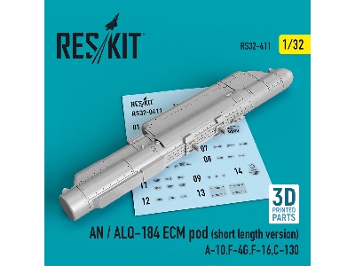 An / Alq-184 Ecm Pod (Short Length Version) (A-10, F-4g, F-16, C-130) (3d Printing) - zdjęcie 1