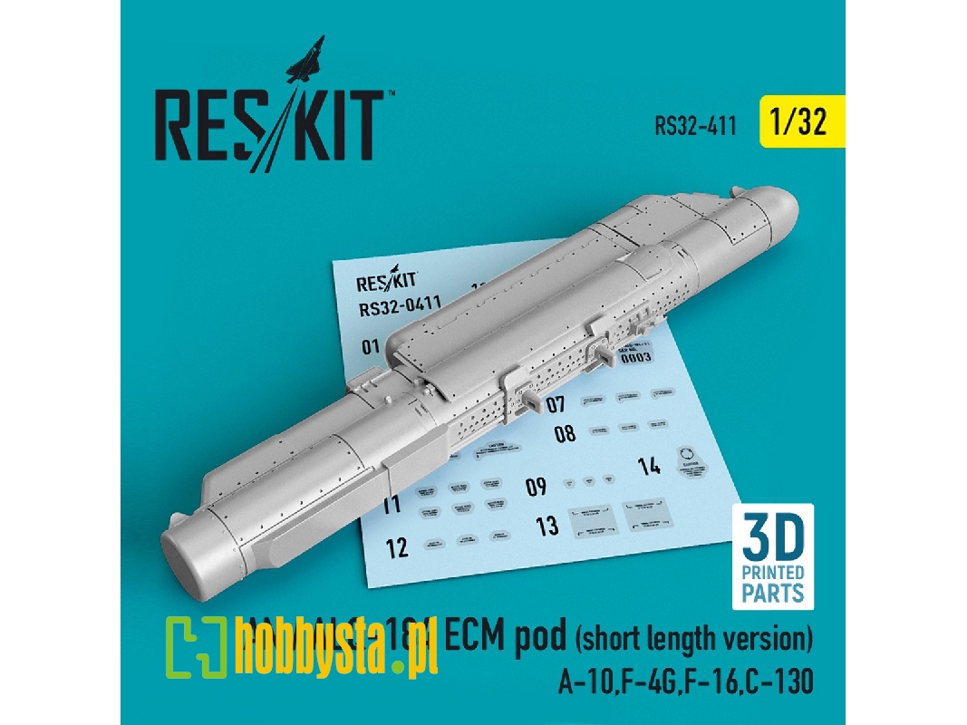 An / Alq-184 Ecm Pod (Short Length Version) (A-10, F-4g, F-16, C-130) (3d Printing) - zdjęcie 1