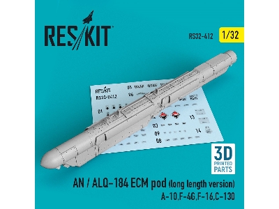 An / Alq-184 Ecm Pod (Long Length Version) (A-10, F-4g, F-16, C-130) (3d Printing) - zdjęcie 1