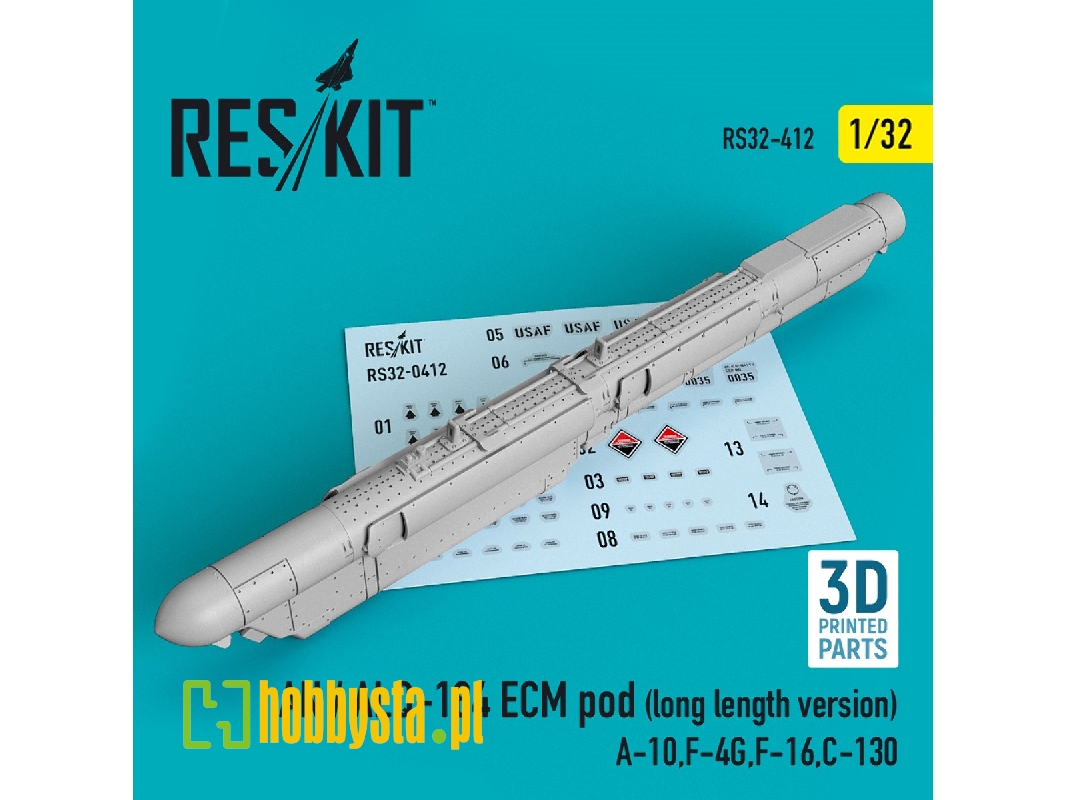 An / Alq-184 Ecm Pod (Long Length Version) (A-10, F-4g, F-16, C-130) (3d Printing) - zdjęcie 1