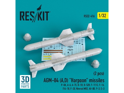 Agm-84 (A,d) Harpoon Missiles (2 Pcs) (P-8a, A-6, A-7e, B-1b, B-52h, F-111c, F-16, F/A-18, F-20, Nimrod Mr2, Av-8b, - zdjęcie 1