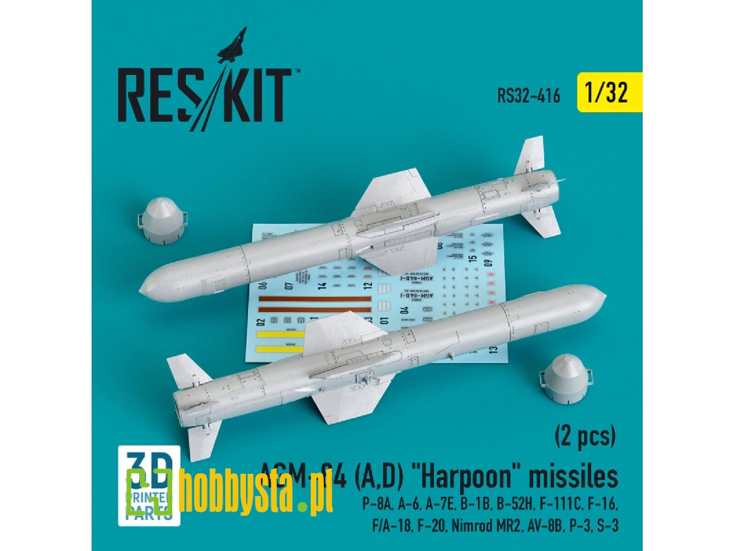 Agm-84 (A,d) Harpoon Missiles (2 Pcs) (P-8a, A-6, A-7e, B-1b, B-52h, F-111c, F-16, F/A-18, F-20, Nimrod Mr2, Av-8b, - zdjęcie 1 Agm-84 (A,d) Harpoon Missiles (2 Pcs) (P-8a, A-6, A-7e, B-1b, B-52h, F-111c, F-16, F/A-18, F-20, Nimrod Mr2, Av-8b, - zdjęcie 1