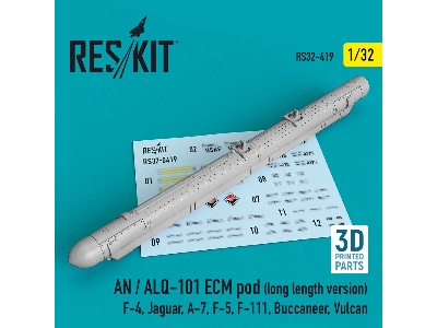 An / Alq-101 Ecm Pod (Long Length Version) (F-4, Jaguar, A-7, F-5, F-111, Buccaneer, Vulcan) (3d Printing) - zdjęcie 1