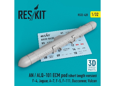 An / Alq-101 Ecm Pod (Short Length Version) (F-4, Jaguar, A-7, F-5, F-111, Buccaneer, Vulcan) (3d Printing) - zdjęcie 1