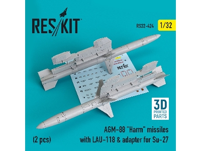 Agm-88 Harm Missiles With Lau-118 And Adapter For Su-27 (2 Pcs) - zdjęcie 1