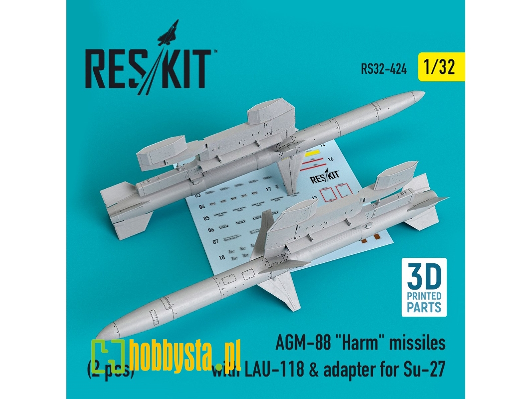 Agm-88 Harm Missiles With Lau-118 And Adapter For Su-27 (2 Pcs) - zdjęcie 1