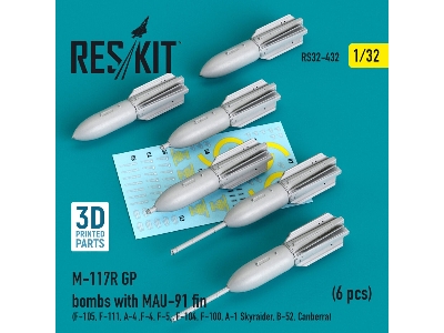 M-117r Gp Bombs With Mau-91 Fin (6 Pcs) (F-105, F-111, A-4 ,f-4, F-5, F-104, F-100, A-1 Skyraider, B-52, Canberra) - zdjęcie 1