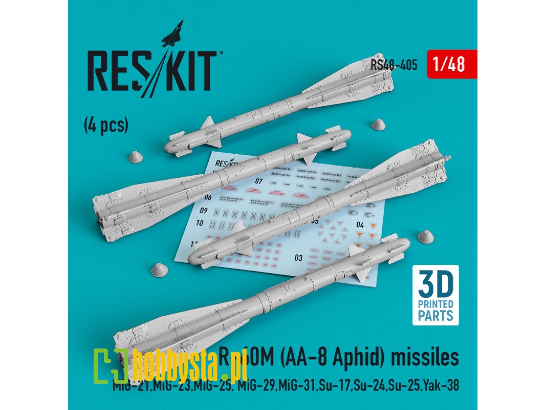R-60М (Aa-8 Aphid) Missiles (4 Pcs) (Mig-21, Mig-23, Mig-25, Mig-29, Mig-31, Su-17, Su-24, Su-25, Yak-38) (3d Printing) - R-60М (Aa-8 Aphid) Missiles (4 Pcs) (Mig-21, Mig-23, Mig-25, Mig-29, Mig-31, Su-17, Su-24, Su-25, Yak-38) (3d Printing) -