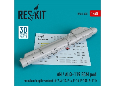 An / Alq-119 Ecm Pod (Medium Length Version) (A-7, A-10, F-4, F-16, F-105, F-111) (3d Printing) - zdjęcie 1