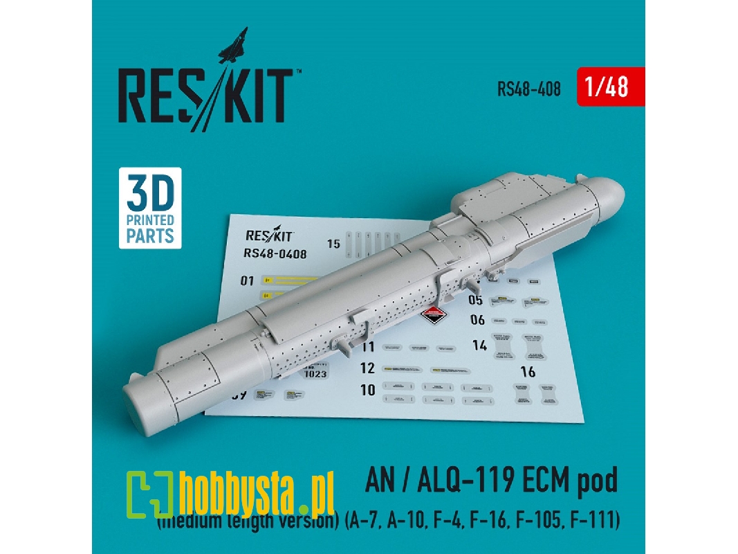 An / Alq-119 Ecm Pod (Medium Length Version) (A-7, A-10, F-4, F-16, F-105, F-111) (3d Printing) - zdjęcie 1