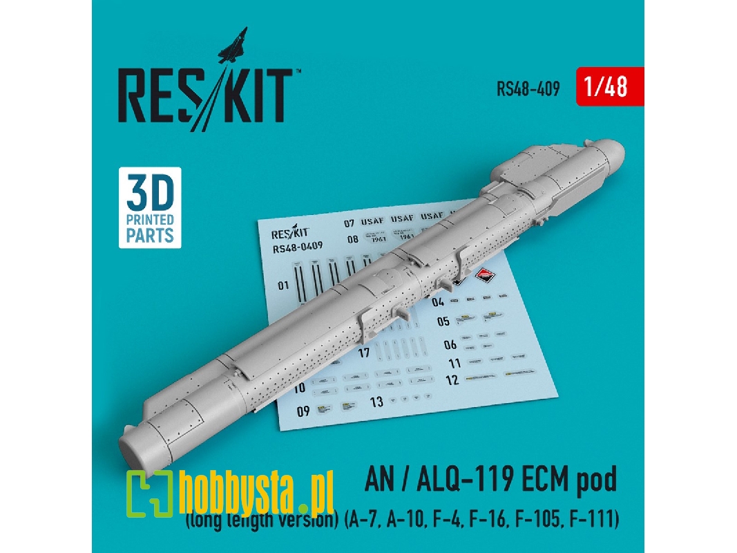 An / Alq-119 Ecm Pod (Long Length Version) (A-7, A-10, F-4, F-16, F-105, F-111) (3d Printing) - zdjęcie 1 An / Alq-119 Ecm Pod (Long Length Version) (A-7, A-10, F-4, F-16, F-105, F-111) (3d Printing) - zdjęcie 1
