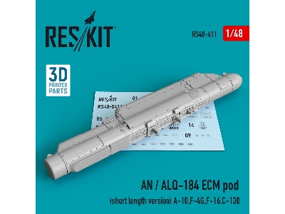 An / Alq-184 Ecm Pod (Short Length Version) (A-10, F-4g, F-16, C-130) (3d Printing) - zdjęcie 1