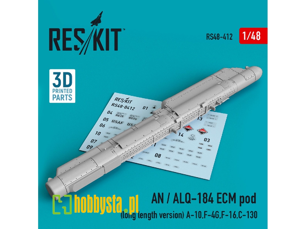 An / Alq-184 Ecm Pod (Long Length Version) (A-10, F-4g, F-16, C-130) (3d Printing) - zdjęcie 1