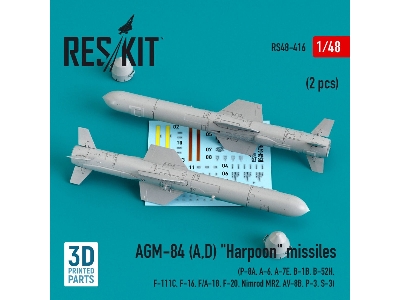 Agm-84 (A,d) Harpoon Missiles (2 Pcs) (P-8a, A-6, A-7e, B-1b, B-52h, F-111c, F-16, F/A-18, F-20, Nimrod Mr2, Av-8b, - zdjęcie 1