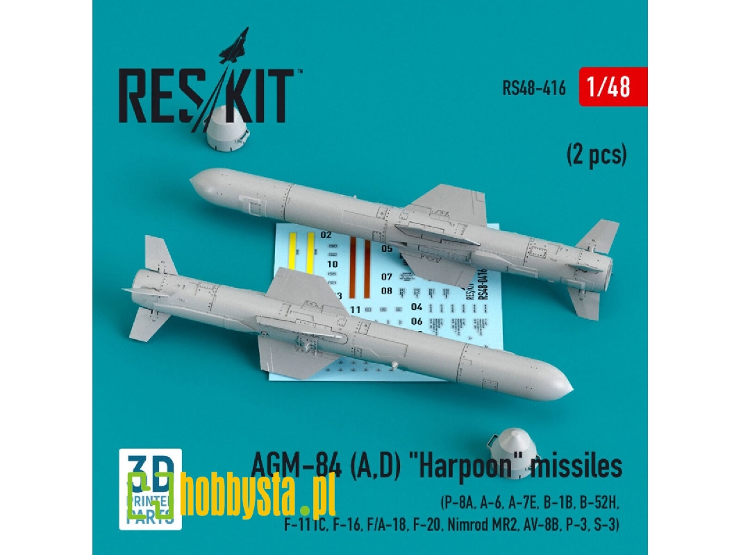 Agm-84 (A,d) Harpoon Missiles (2 Pcs) (P-8a, A-6, A-7e, B-1b, B-52h, F-111c, F-16, F/A-18, F-20, Nimrod Mr2, Av-8b, - zdjęcie 1