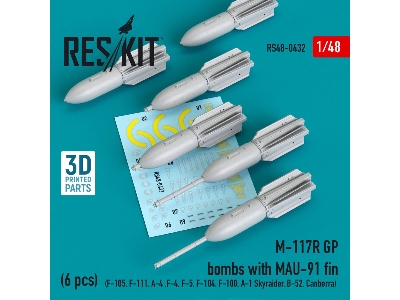 M-117r Gp Bombs With Mau-91 Fin (6 Pcs) (F-105,f-111, A-4 ,f-4, F-5, F-104, F-100, A-1 Skyraider, B-52, Canberra) - zdjęcie 1