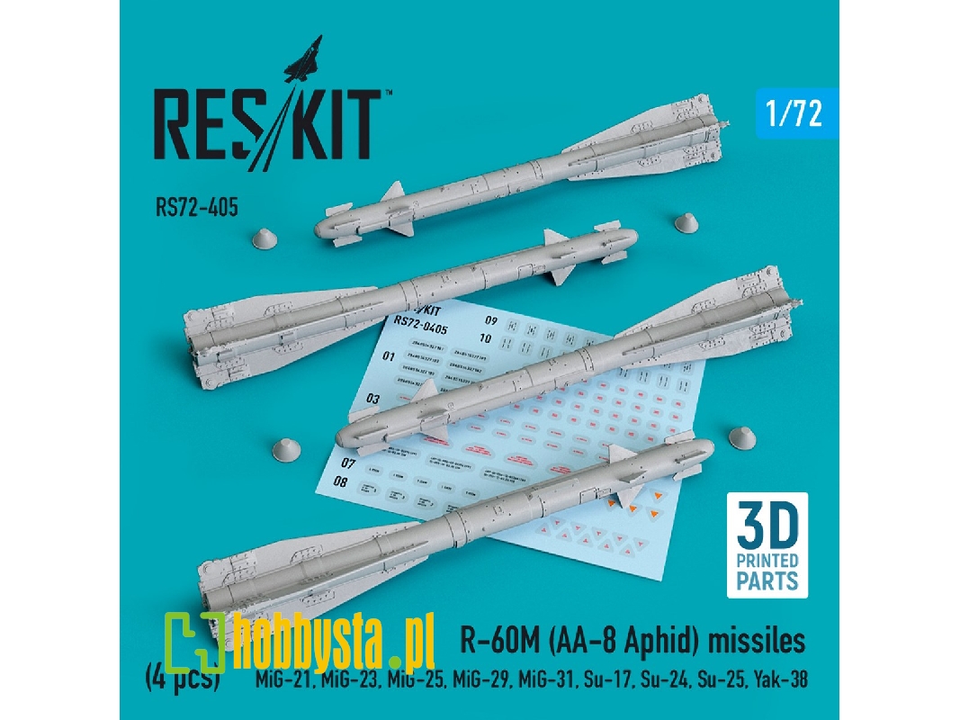 R-60М (Aa-8 Aphid) Missiles (4 Pcs) (Mig-21, Mig-23, Mig-25, Mig-29, Mig-31, Su-17, Su-24, Su-25, Yak-38) (3d Printing) - R-60М (Aa-8 Aphid) Missiles (4 Pcs) (Mig-21, Mig-23, Mig-25, Mig-29, Mig-31, Su-17, Su-24, Su-25, Yak-38) (3d Printing) -